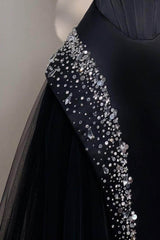 Chic Strapless Sleeveless Long Formal Dress With Beading Tulle