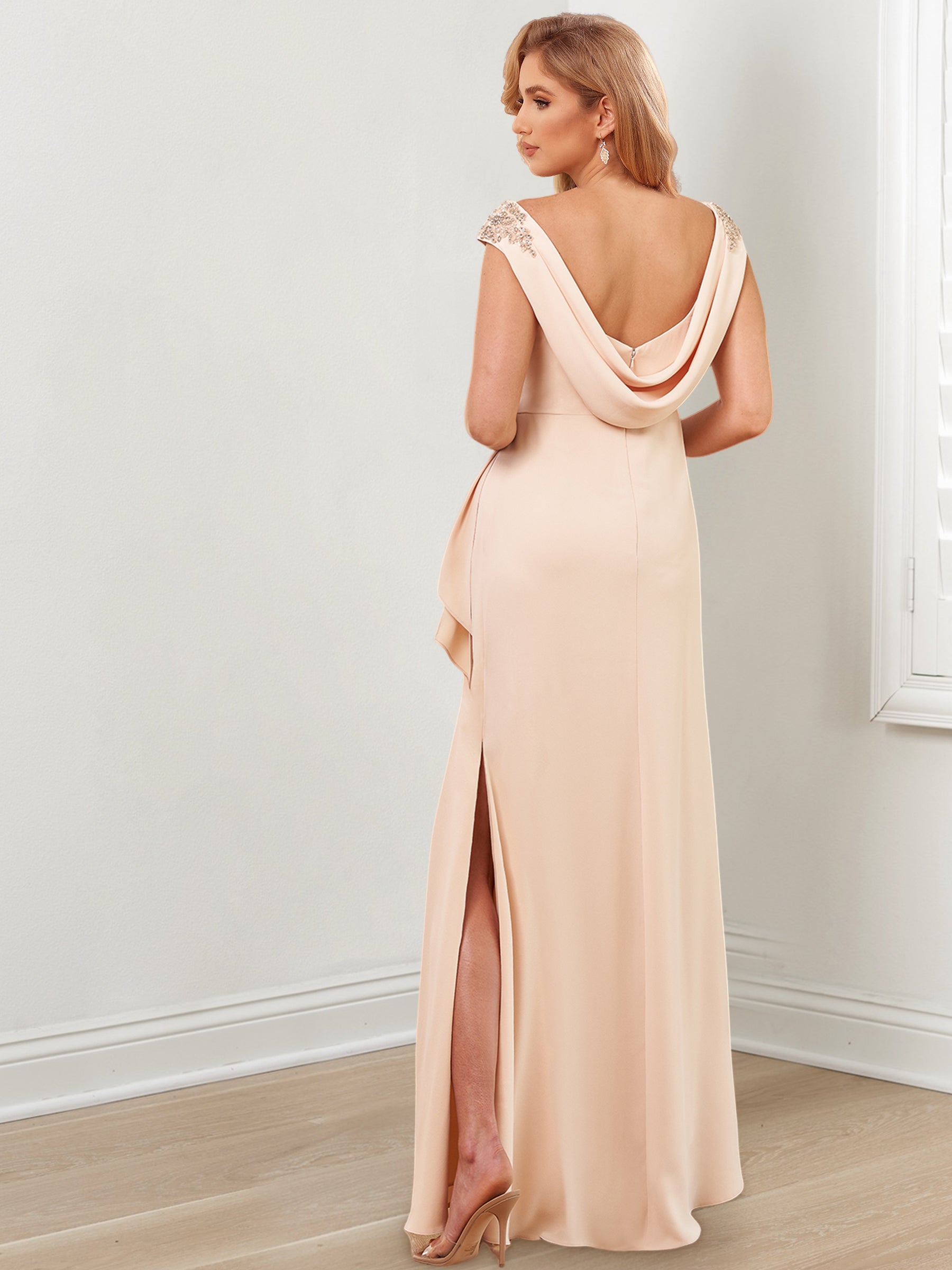 Sheath Column V Neck Floor Length Mother Of The Bride Dresses