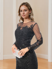 Mermaid Trumpet Scoop Long Sleeves Mother Of The Bride Dresses With Applique