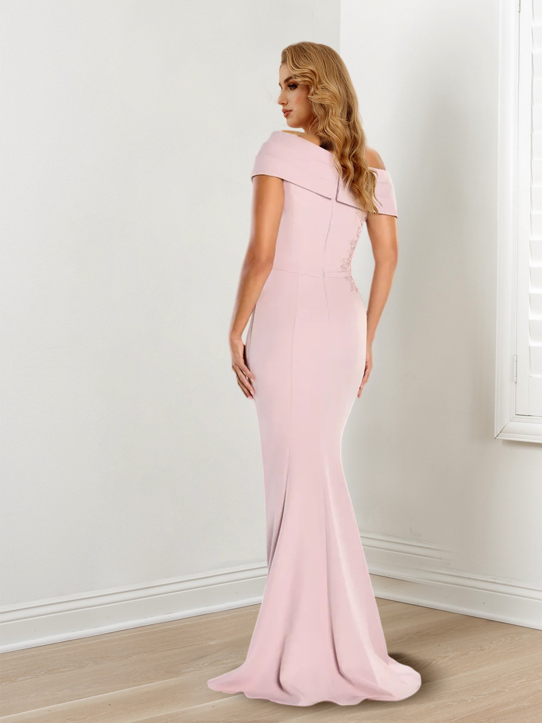 Trumpet Mermaid One Shoulder Long Sleeves Mother Of The Bride Dresses With Lace