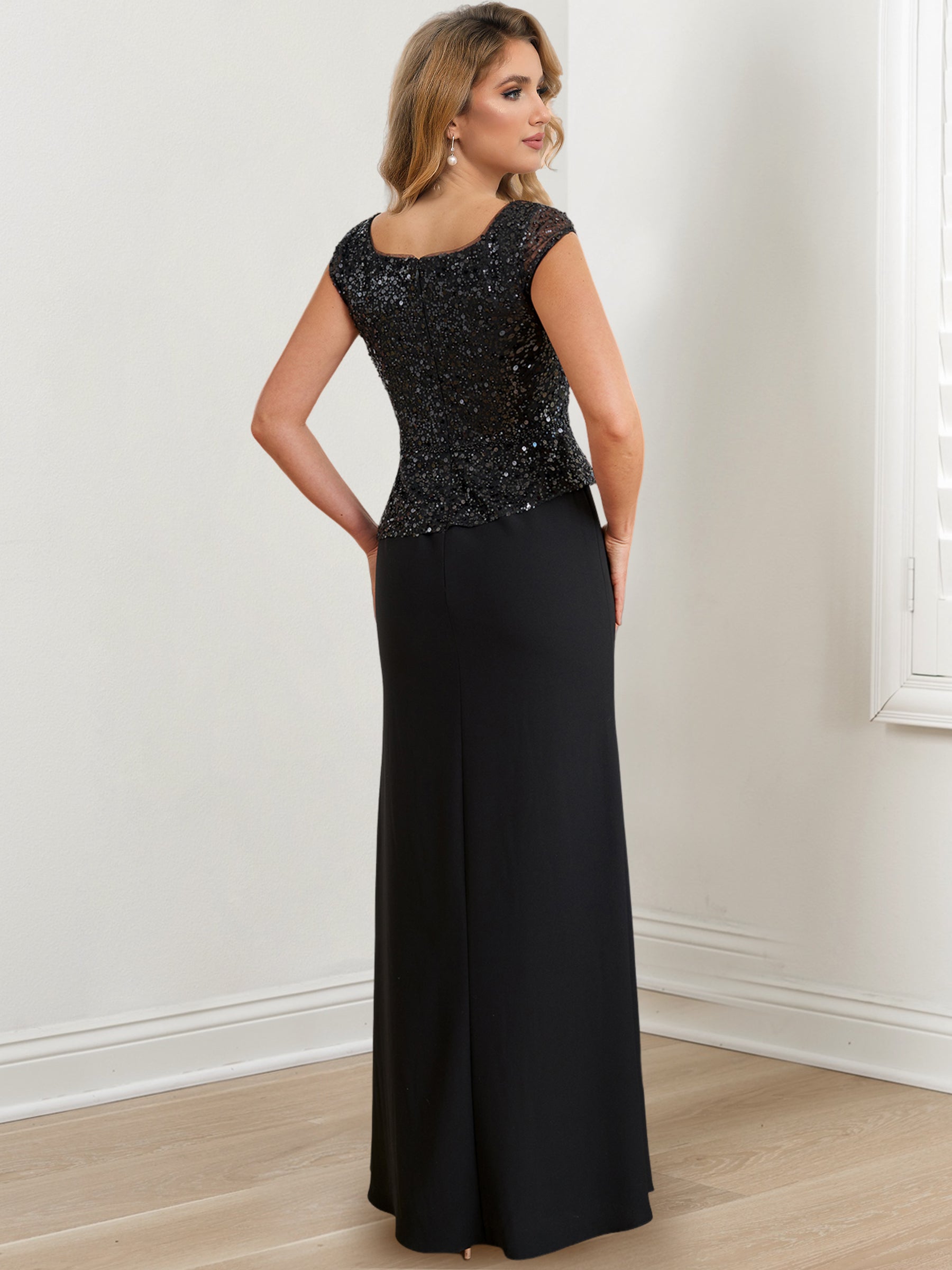 Sheath Column Square Neck Floor Length Mother Of The Bride Dresses