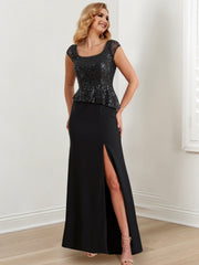 Sheath Column Square Neck Floor Length Mother Of The Bride Dresses