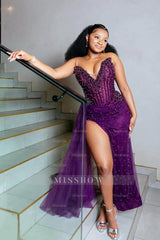 Sleeveless Strapless Mermaid Long Formal Dress With Beading Split