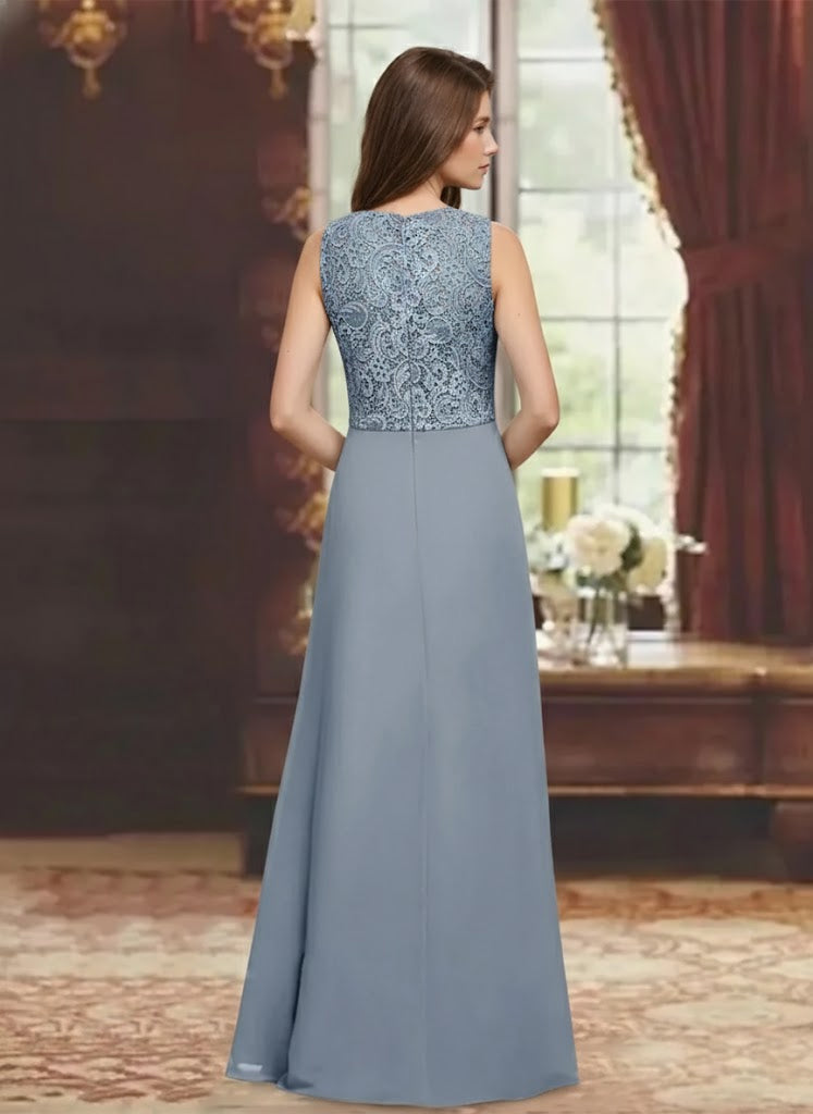2 Pieces A Line Princess Scoop 3 4 Length Sleeves Floor Length Mother Of The Bride Dresses With Pleated Ruffles