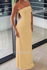 Chic Strapless Sleeveless Long Mermaid Formal Dress With Pleated