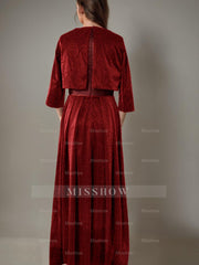 2-Piece Long-Sleeve Mother of the Bride Pantsuit with Sash and Sequins