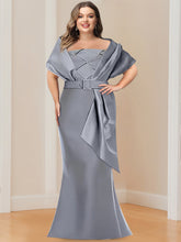 2-Piece Plus Size Floor-Length Mother of the Bride & Groom Wrap Dresses in Trumpet