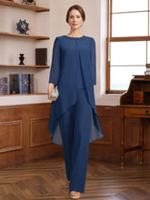 2 Pieces Scoop 3/4 Sleeves Floor-Length Mother of the Bride Pantsuits with Sequins & Beads