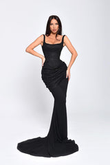 Spaghetti Strap Sleeveless Long Mermaid Formal Dress With Lace Embroidery