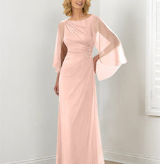 Sheath Column Round Neck Mother Of The Bride Dresses With Ruched
