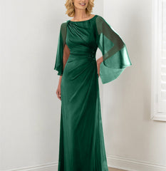 Sheath Column Round Neck Mother Of The Bride Dresses With Ruched