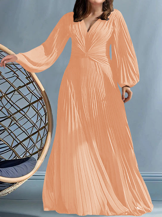 A Line Princess V Neck Plus Size Mother Of The Bride Dresses With Ruched