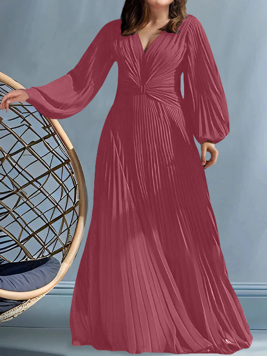 A Line Princess V Neck Plus Size Mother Of The Bride Dresses With Ruched