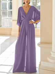Chiffon V Neck Mother Of The Bride Pantsuits With Pockets