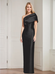 Sheath/Column One-Shoulder Sleeveless Floor-Length Mother of the Bride Dresses with Bowknot