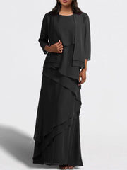 Sheath Column Floor Length Mother Of The Bride Dresses With Jacket