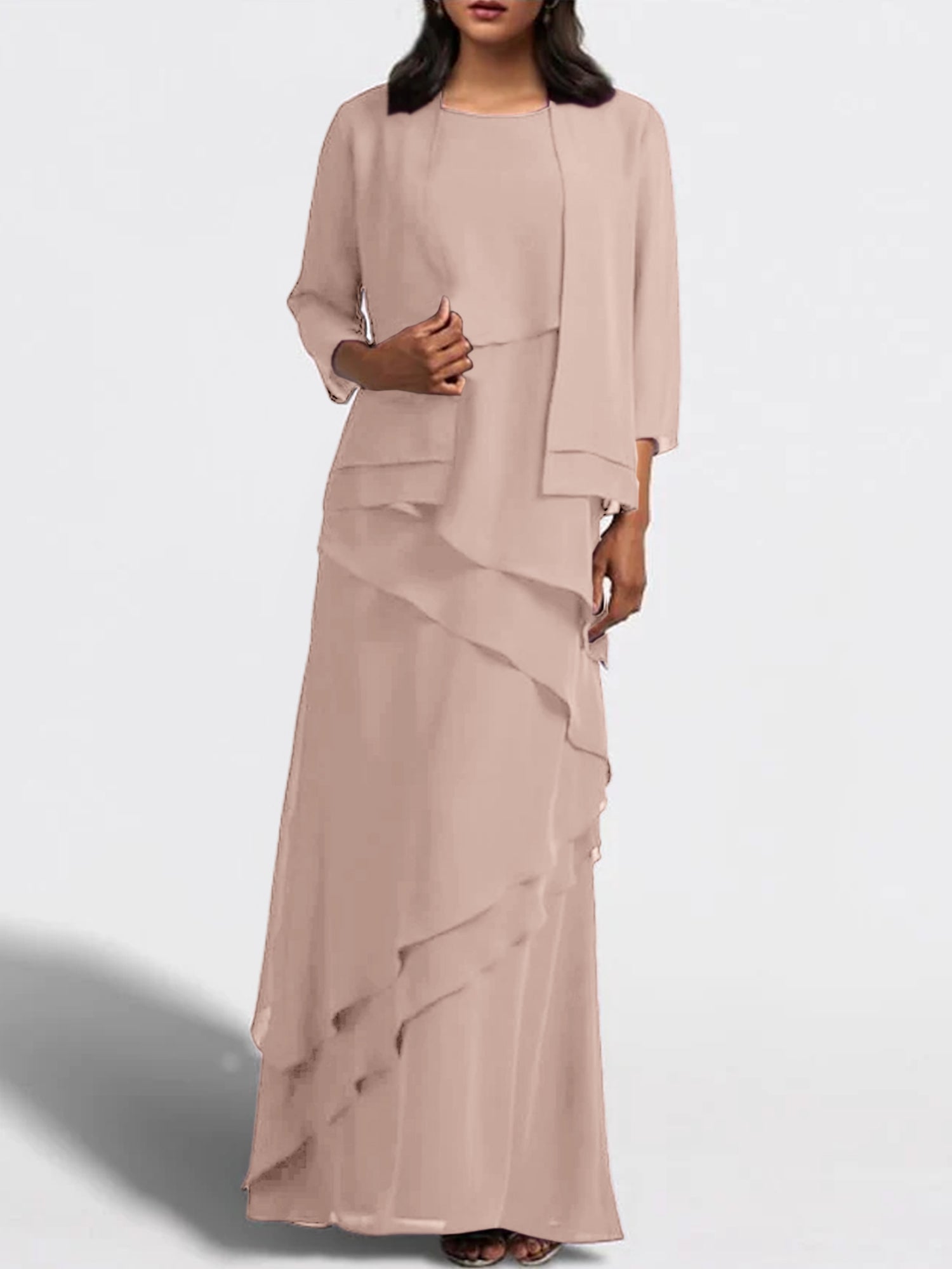 Sheath Column Floor Length Mother Of The Bride Dresses With Jacket