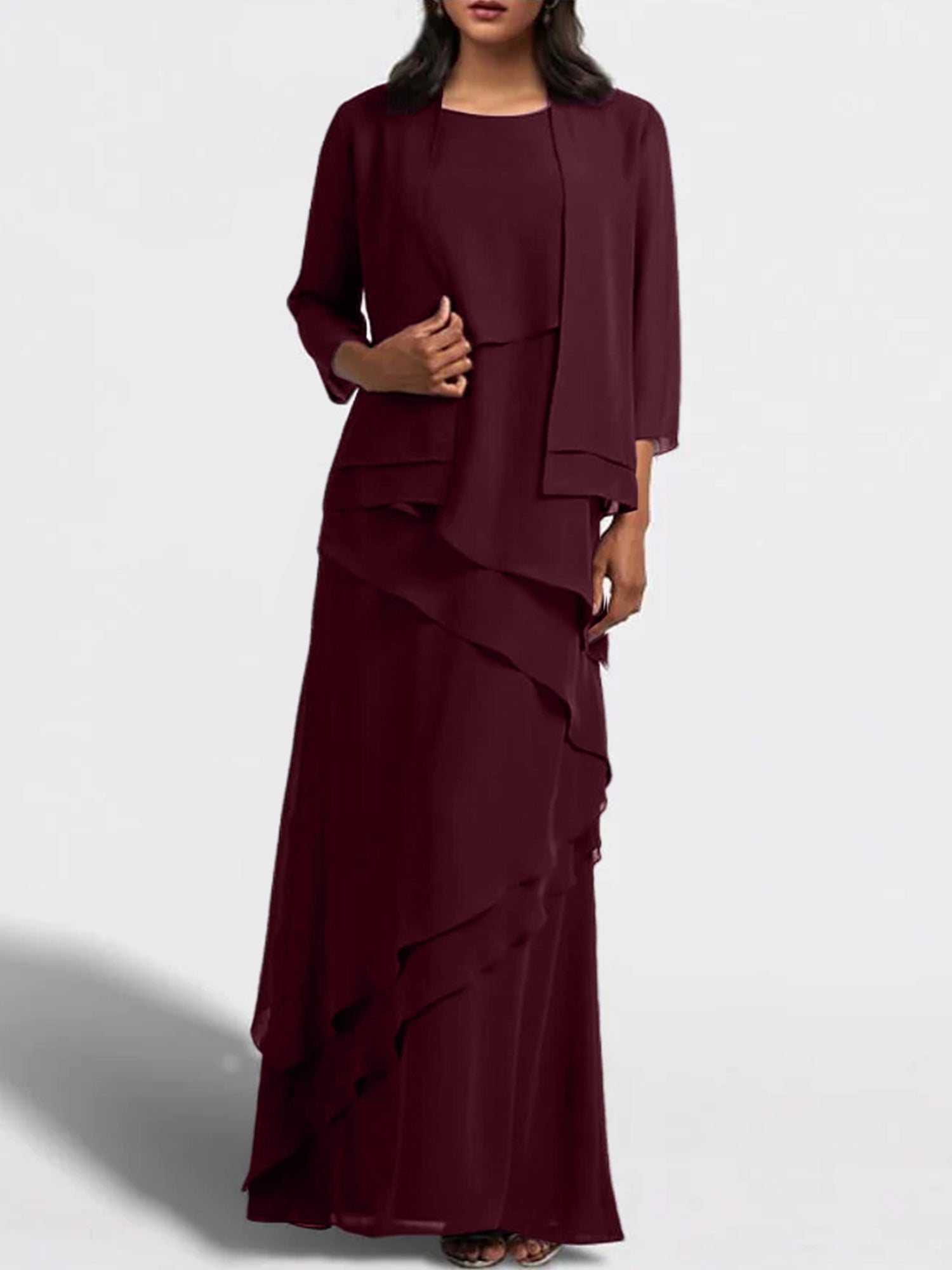 Sheath Column Floor Length Mother Of The Bride Dresses With Jacket