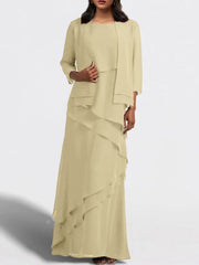 Sheath Column Floor Length Mother Of The Bride Dresses With Jacket