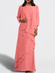 Sheath Column Floor Length Mother Of The Bride Dresses With Jacket