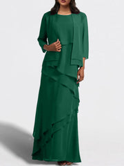 Sheath Column Floor Length Mother Of The Bride Dresses With Jacket