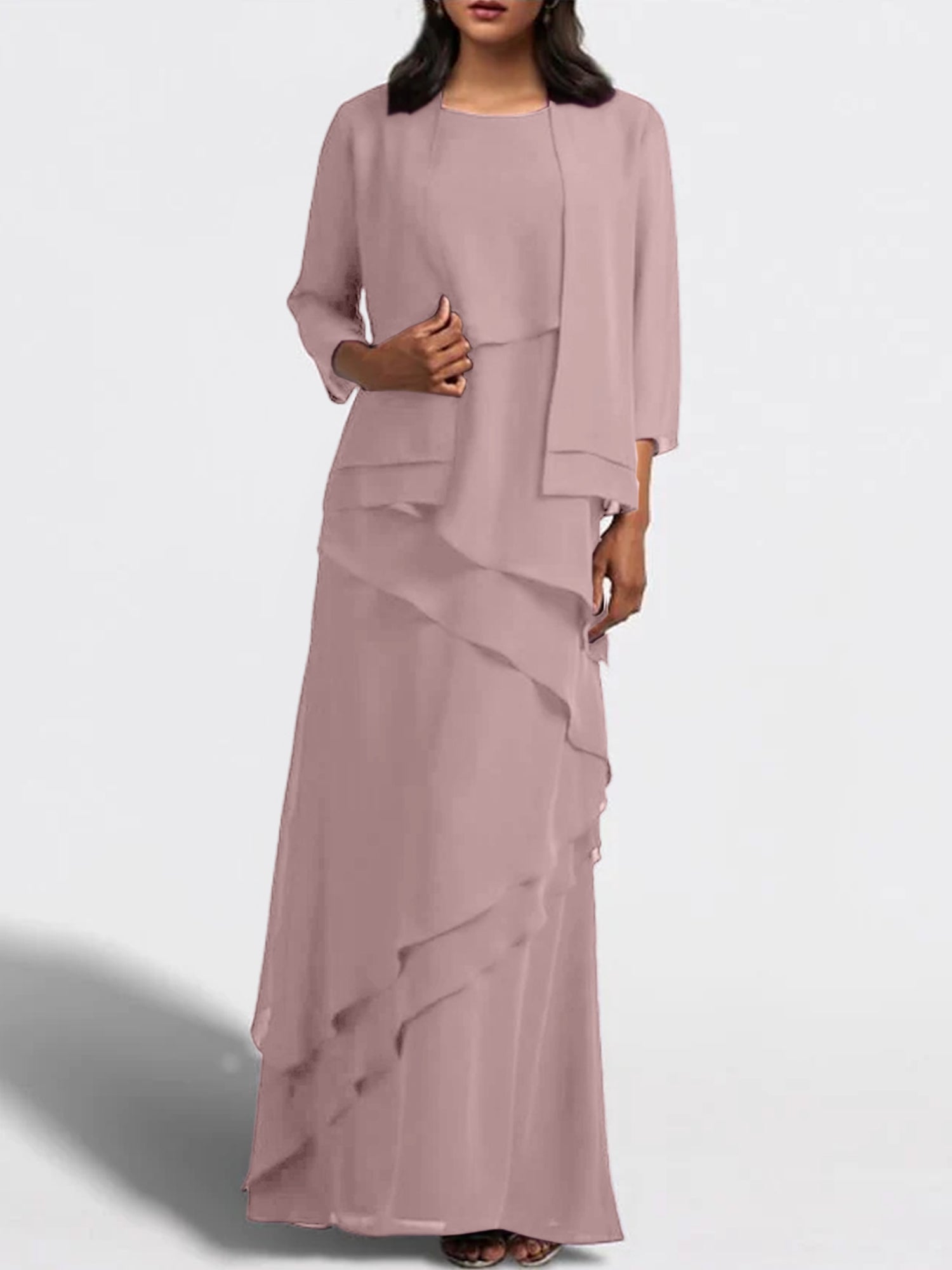 Sheath Column Floor Length Mother Of The Bride Dresses With Jacket