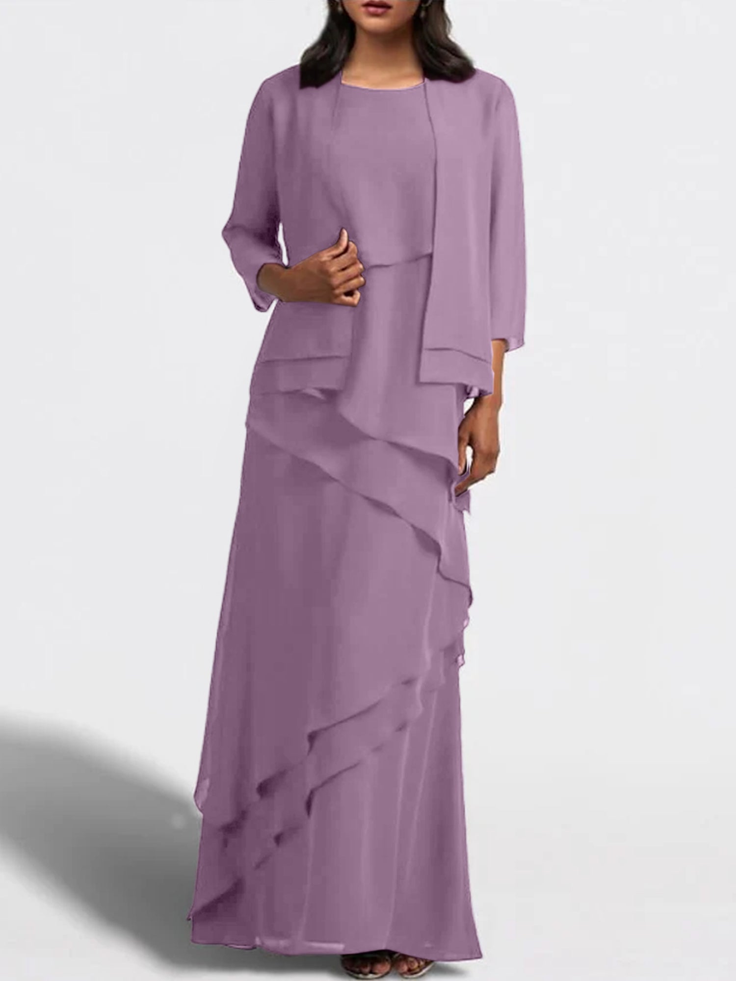 Sheath Column Floor Length Mother Of The Bride Dresses With Jacket