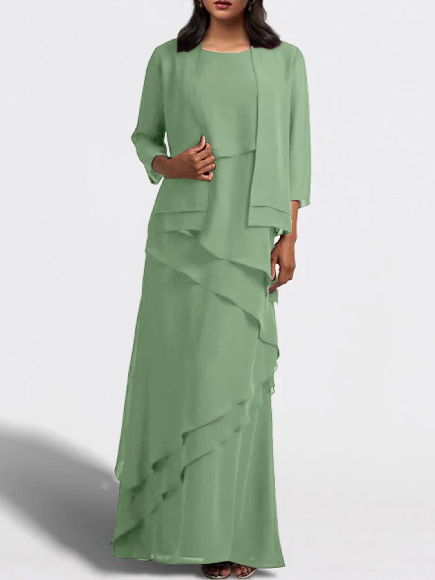 Sheath Column Floor Length Mother Of The Bride Dresses With Jacket