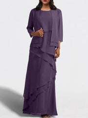 Sheath Column Floor Length Mother Of The Bride Dresses With Jacket