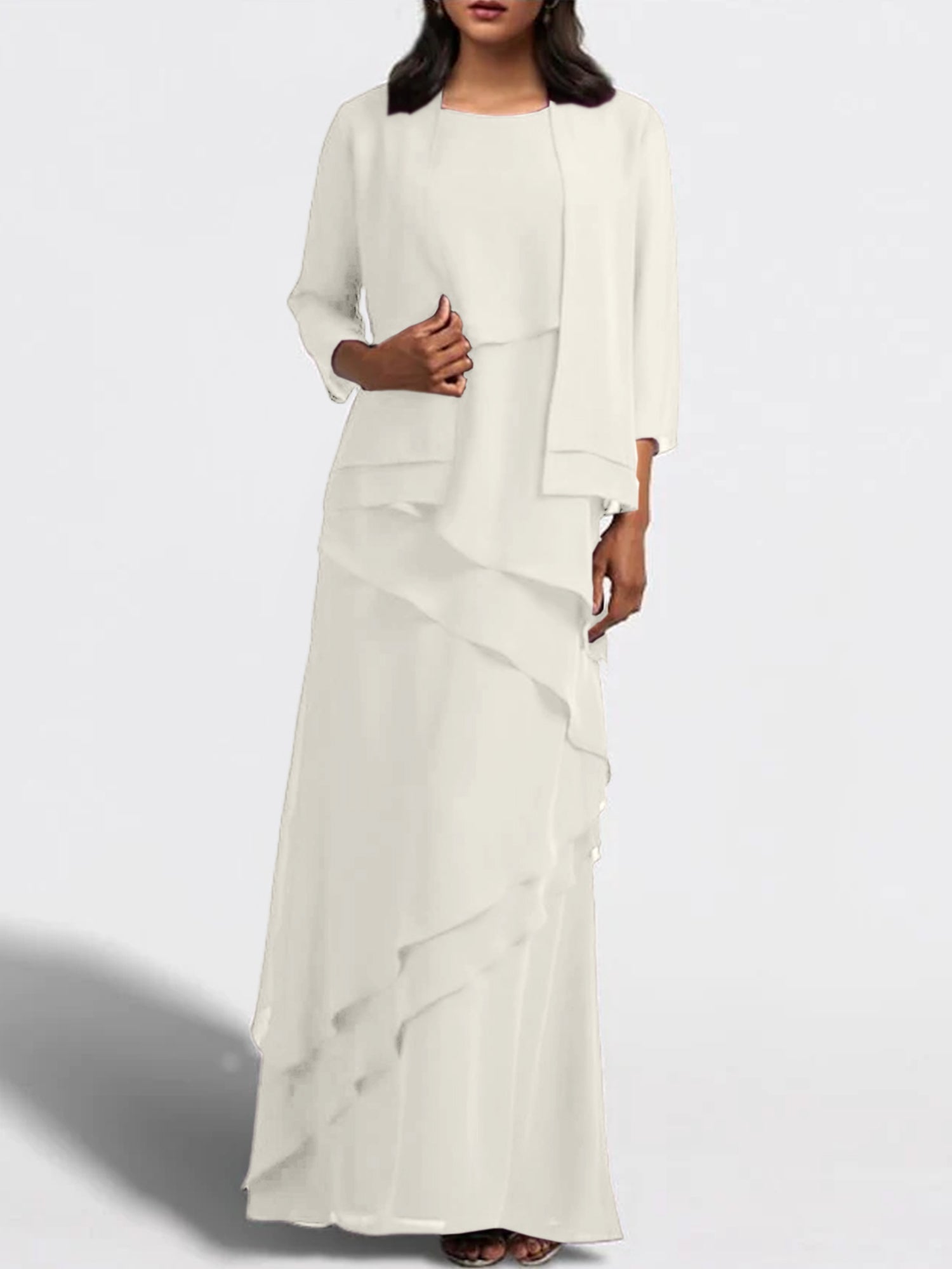 Sheath Column Floor Length Mother Of The Bride Dresses With Jacket