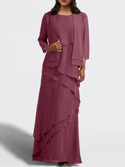 Sheath Column Floor Length Mother Of The Bride Dresses With Jacket