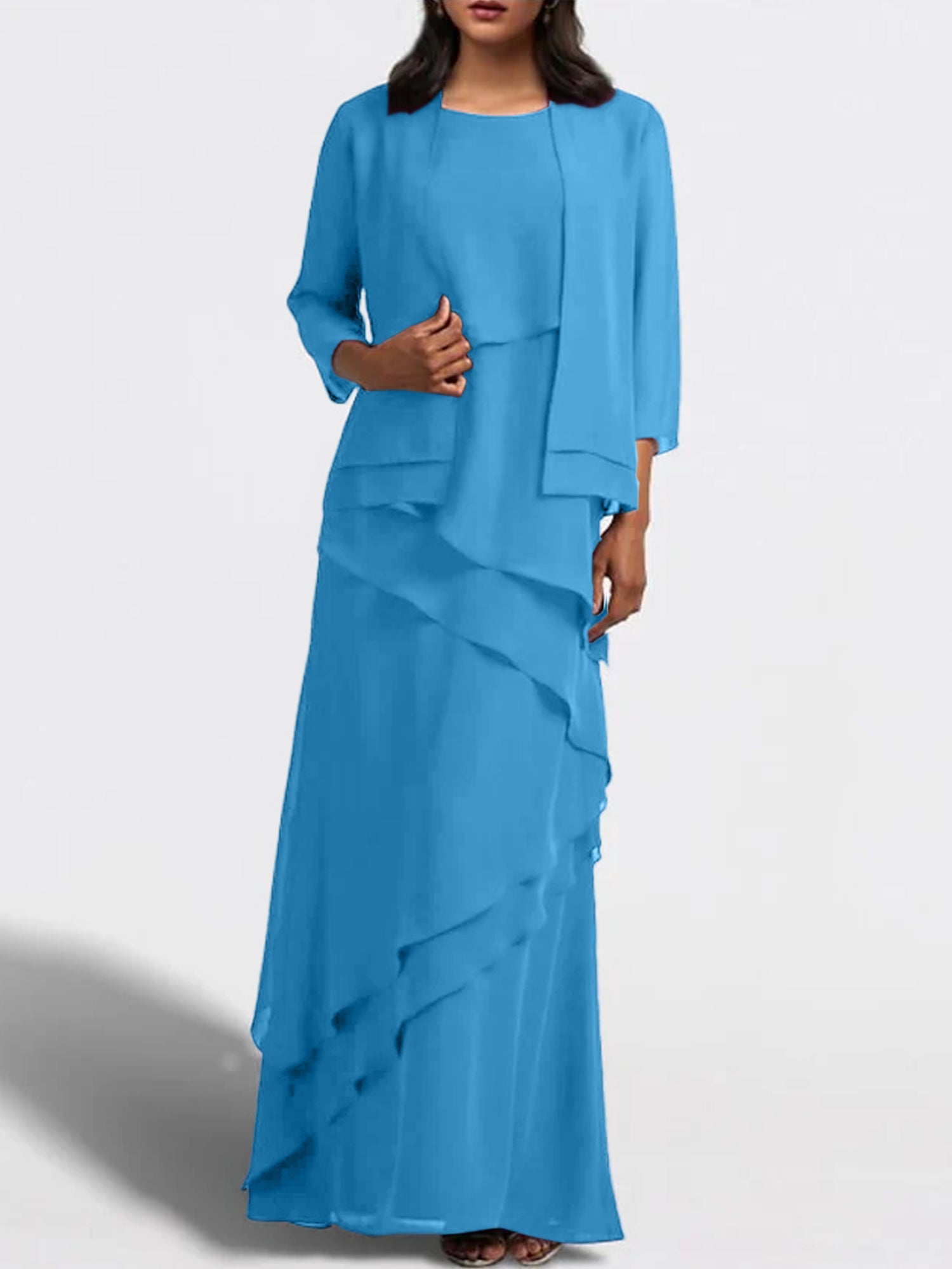 Sheath Column Floor Length Mother Of The Bride Dresses With Jacket