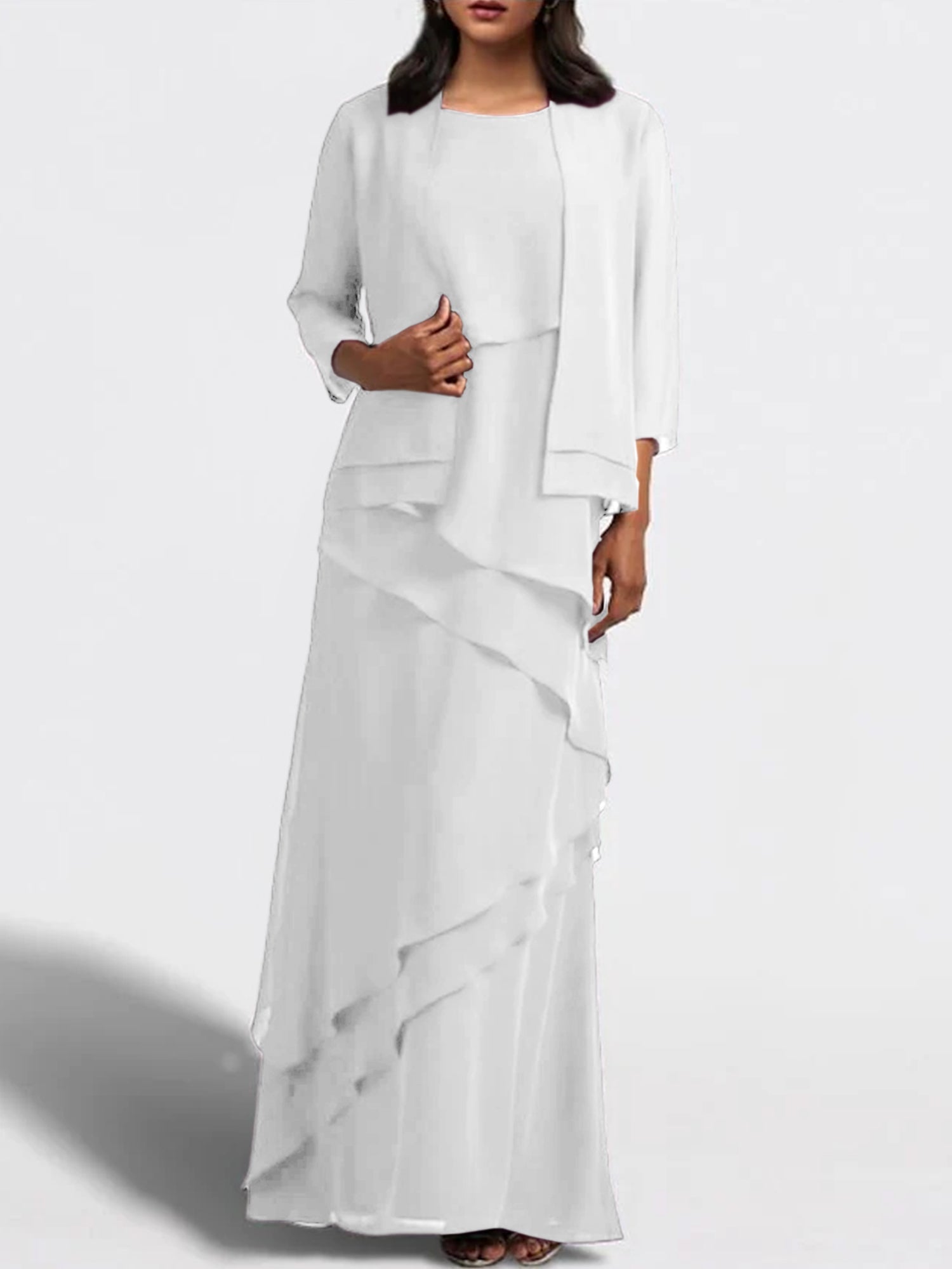 Sheath Column Floor Length Mother Of The Bride Dresses With Jacket
