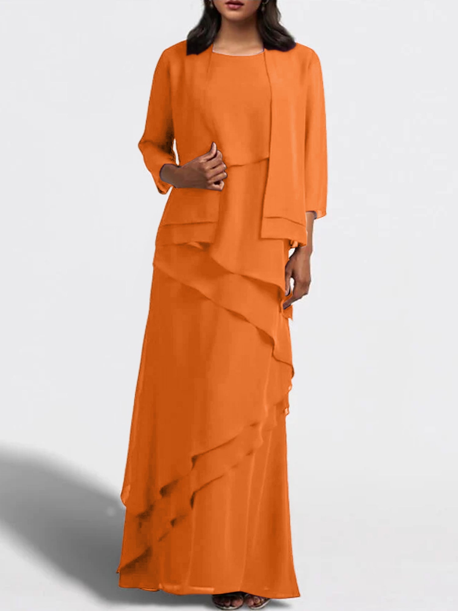 Sheath Column Floor Length Mother Of The Bride Dresses With Jacket