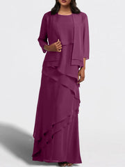 Sheath Column Floor Length Mother Of The Bride Dresses With Jacket