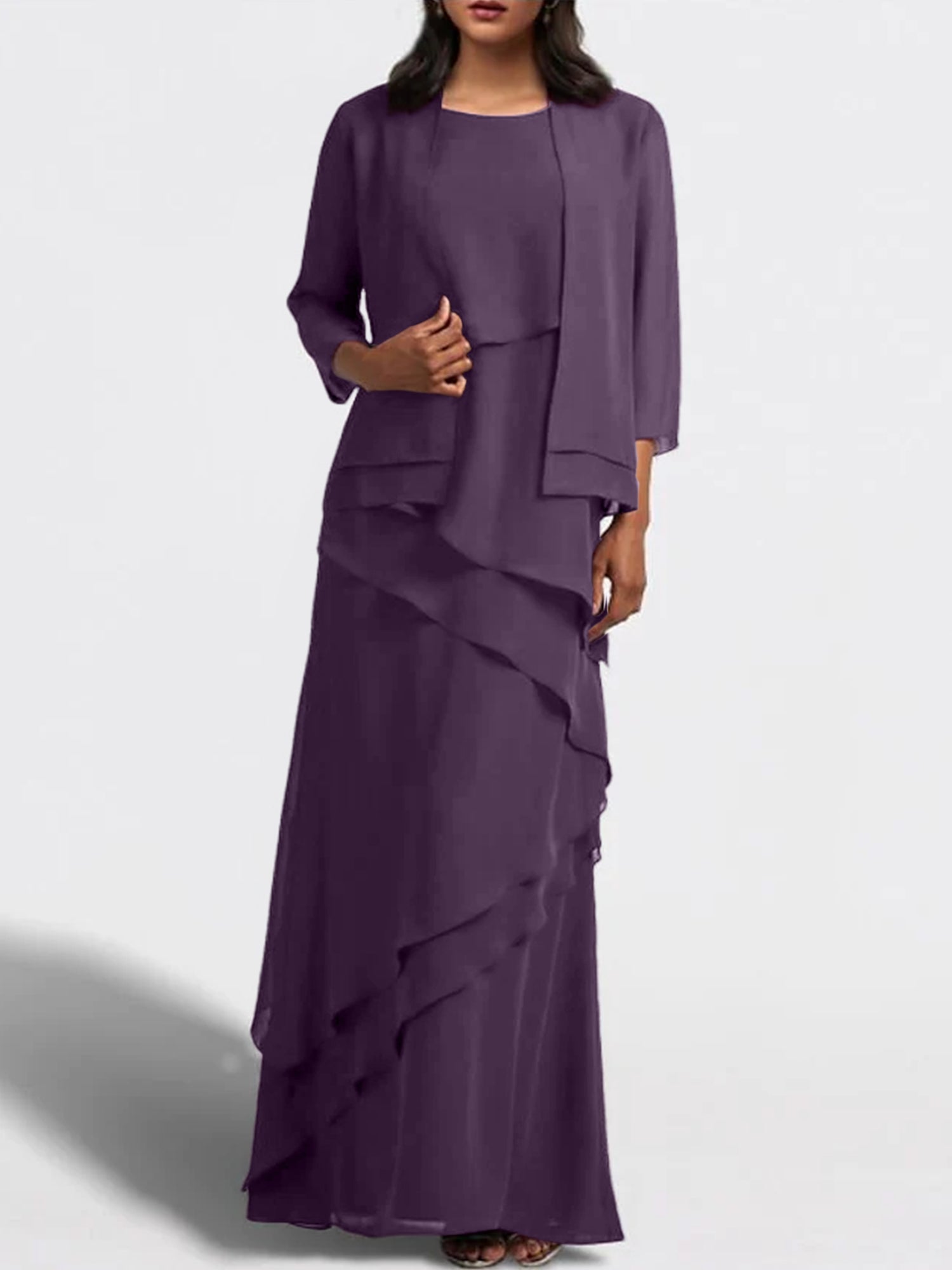 Sheath Column Floor Length Mother Of The Bride Dresses With Jacket