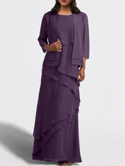Sheath Column Floor Length Mother Of The Bride Dresses With Jacket