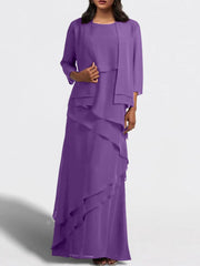 Sheath Column Floor Length Mother Of The Bride Dresses With Jacket