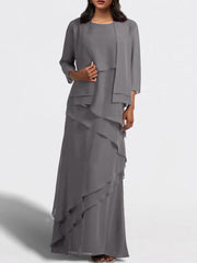 Sheath Column Floor Length Mother Of The Bride Dresses With Jacket