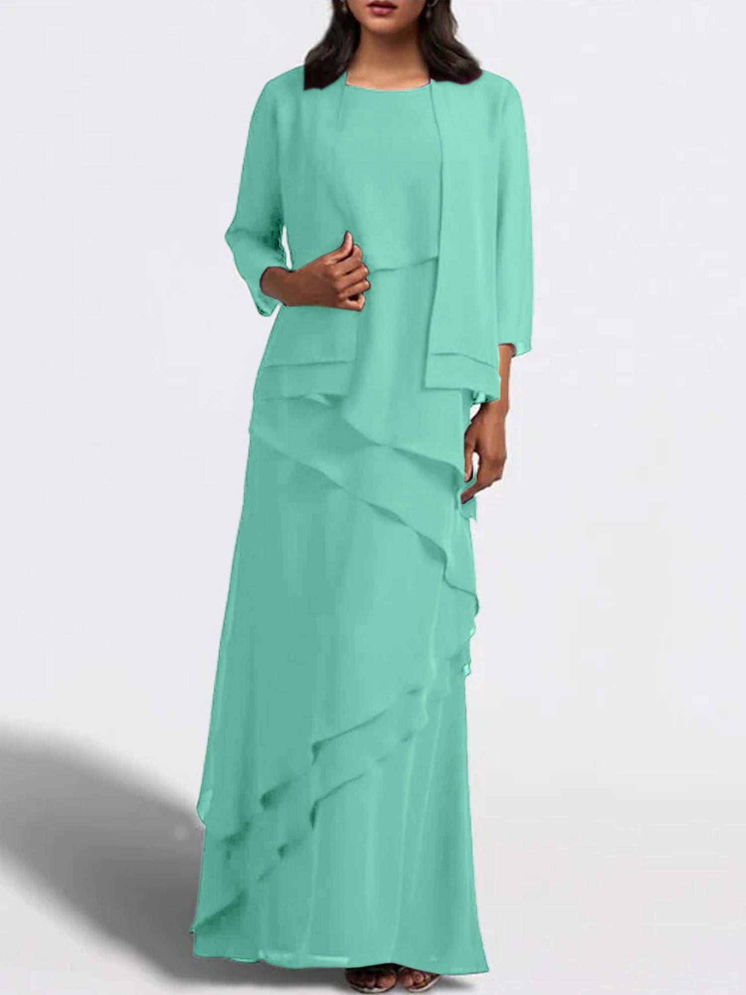 Sheath Column Floor Length Mother Of The Bride Dresses With Jacket