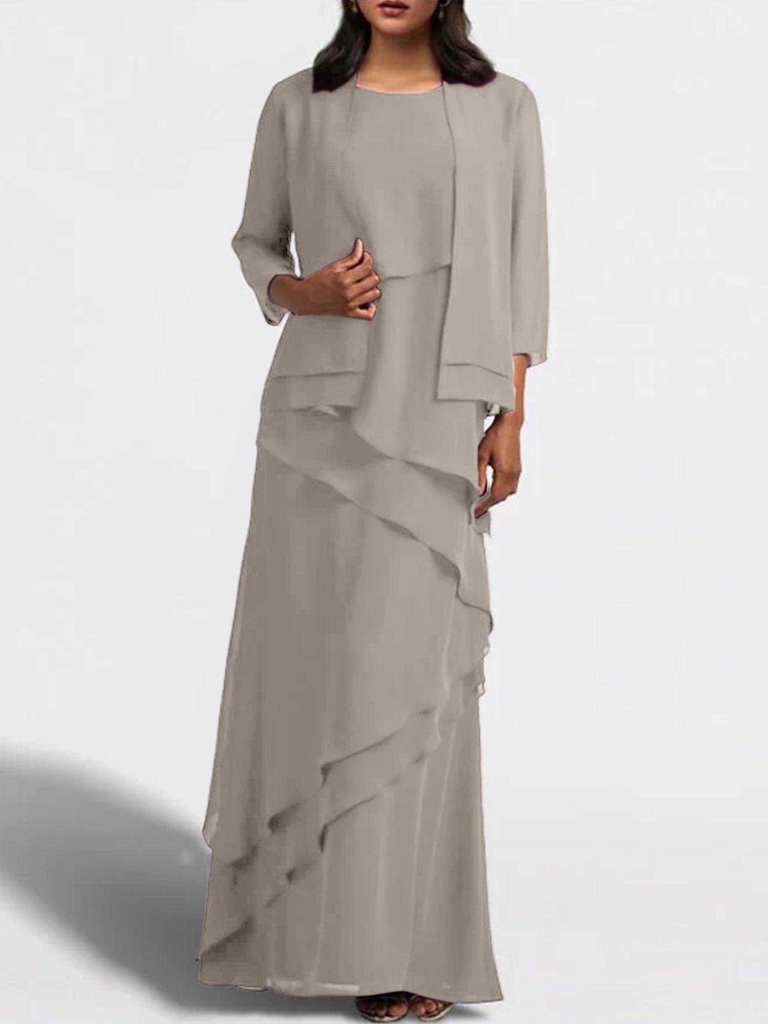 Sheath Column Floor Length Mother Of The Bride Dresses With Jacket