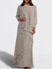 Sheath Column Floor Length Mother Of The Bride Dresses With Jacket