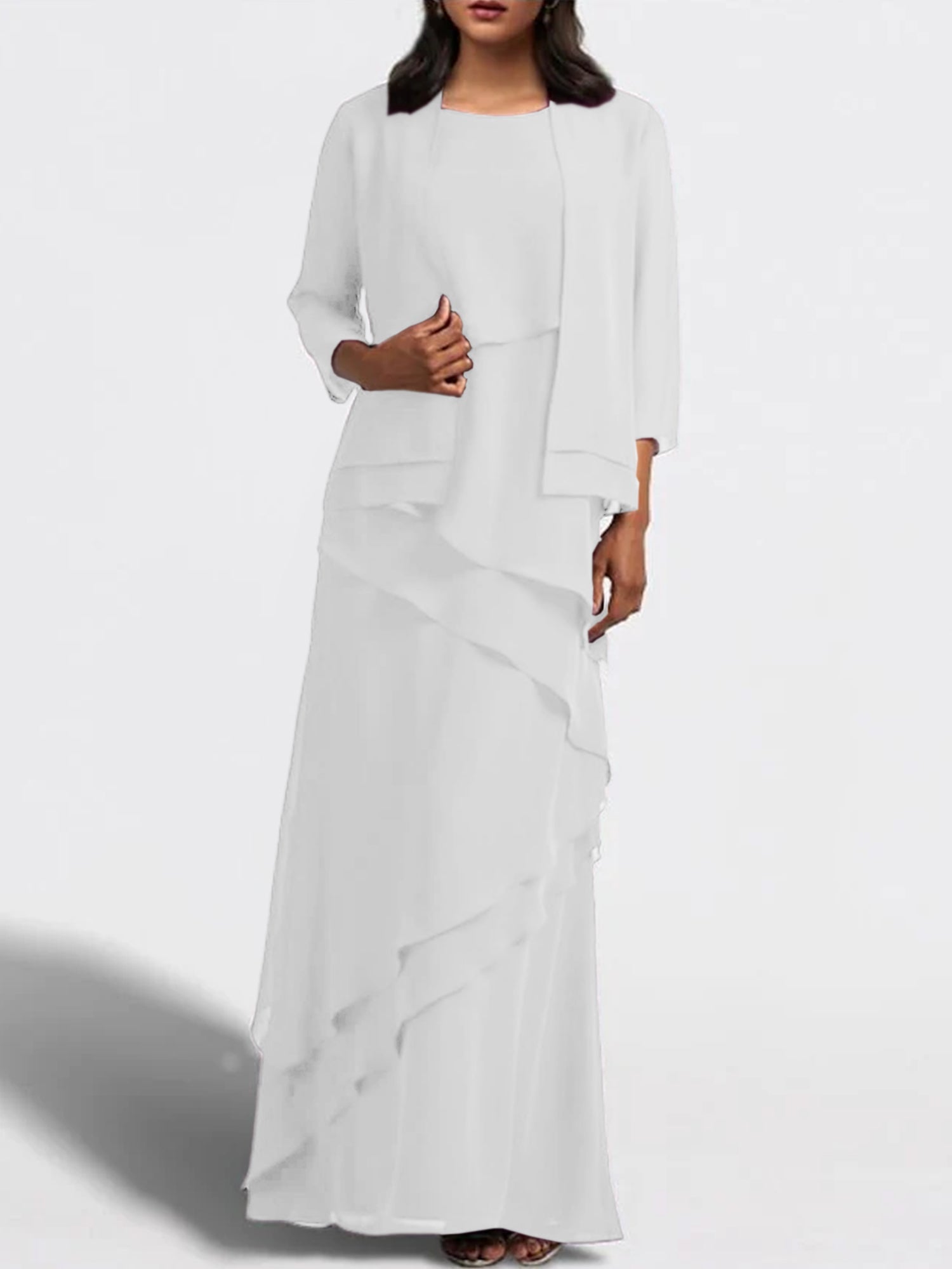 Sheath Column Floor Length Mother Of The Bride Dresses With Jacket