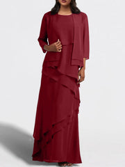 Sheath Column Floor Length Mother Of The Bride Dresses With Jacket