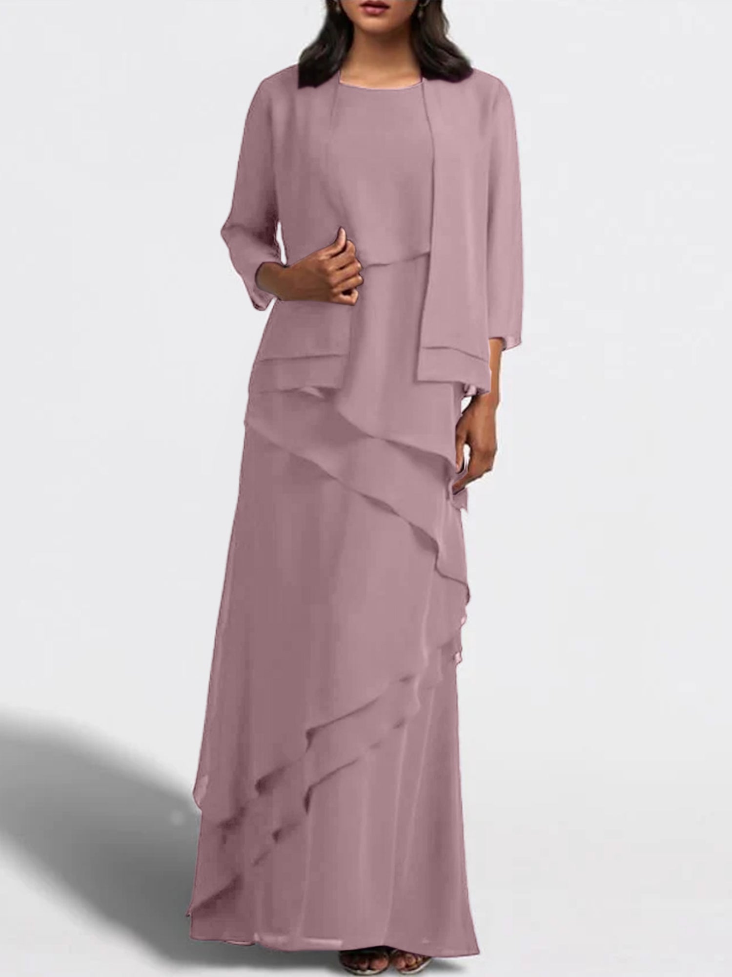 Sheath Column Floor Length Mother Of The Bride Dresses With Jacket