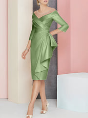 Sheath Column V Neck Knee Length Mother Of The Bride Dresses