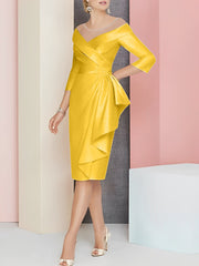 Sheath Column V Neck Knee Length Mother Of The Bride Dresses
