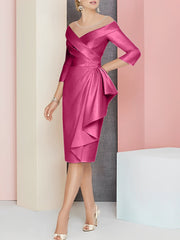 Sheath Column V Neck Knee Length Mother Of The Bride Dresses