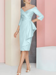 Sheath Column V Neck Knee Length Mother Of The Bride Dresses