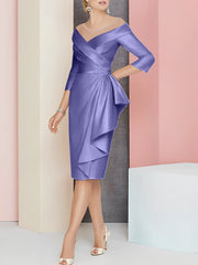 Sheath Column V Neck Knee Length Mother Of The Bride Dresses